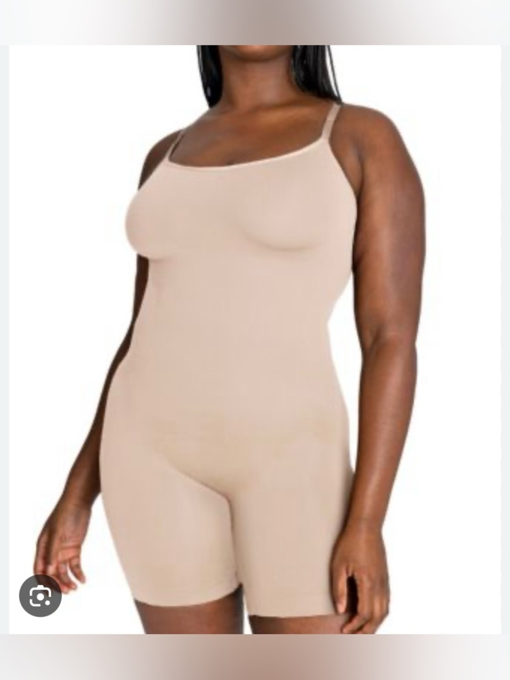 Shapermint Essentials Scoop Neck Mid Thigh Bodysuit 95002 Sz XL NWT Beige